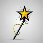 black wand with bright yellow star image